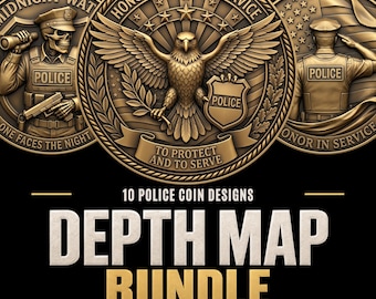 Police Coin Depth Map Bundle: 10 Law Enforcement 3D Embossing Designs (Digital Download)