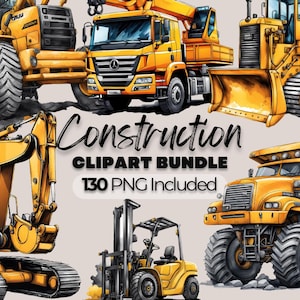 Aquarelle, véhicules de construction, clipart, construction, png, construction, sublimation, png, pelle, png, camion, minier, png