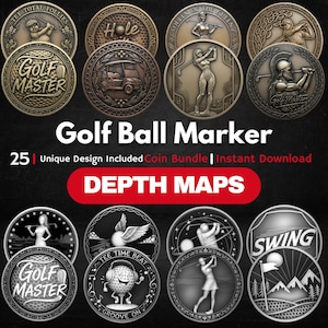 Golf Ball Marker Depth Map Bundle: 3D Depth Maps for Laser Engraving CNC Relief