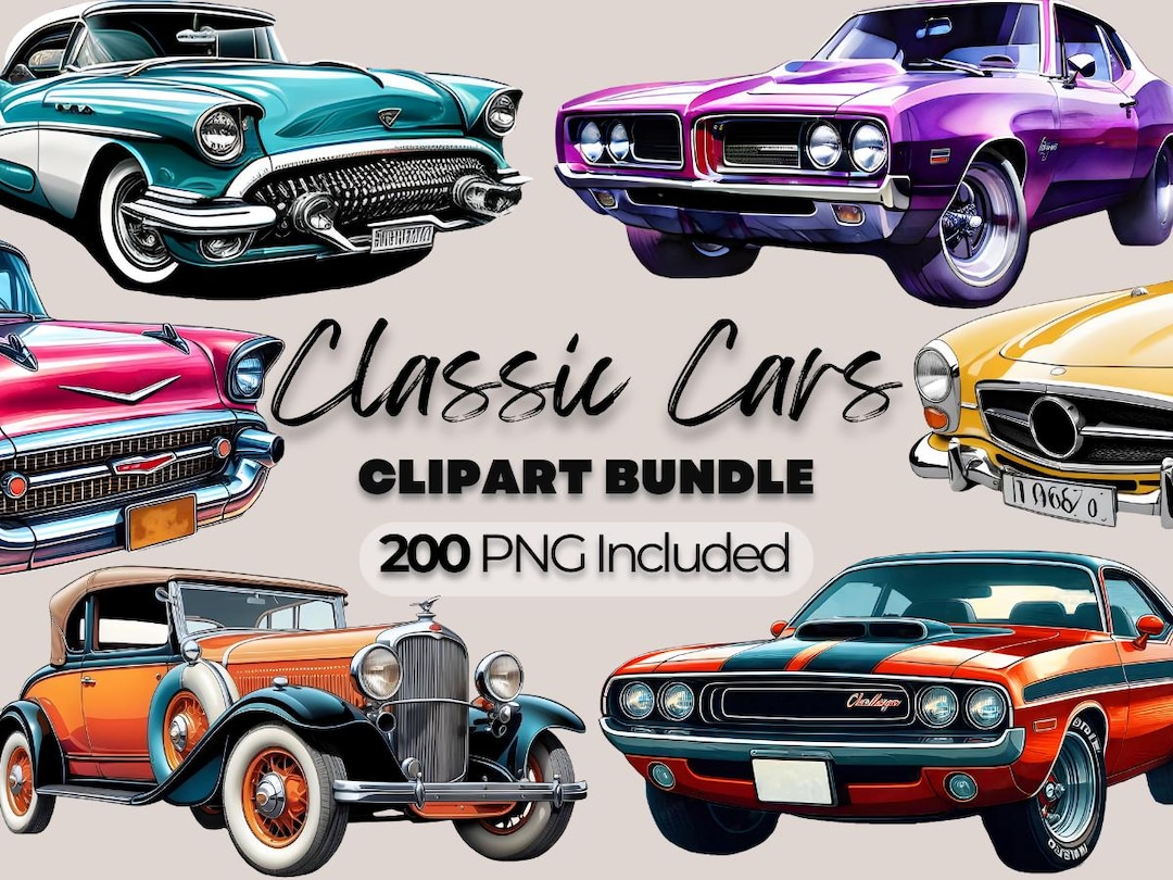 Classic Cars Clipart Bundle Muscle Car PNG Vintage Car Clipart Car ...