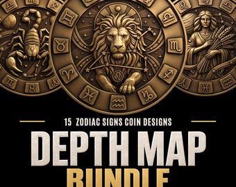 15 Zodiac Signs Coin Depth Maps: Astral Planisphere Laser Engraving Files (Digital Download)