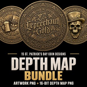 15 St. Patrick's Day-myntdjupkartor i paket: 15 lasergraveringsdesigner (PNG)