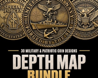 Military & Patriotic Depthmap For Coin Engraving: 3D Embossing Height Maps for Fiber Laser