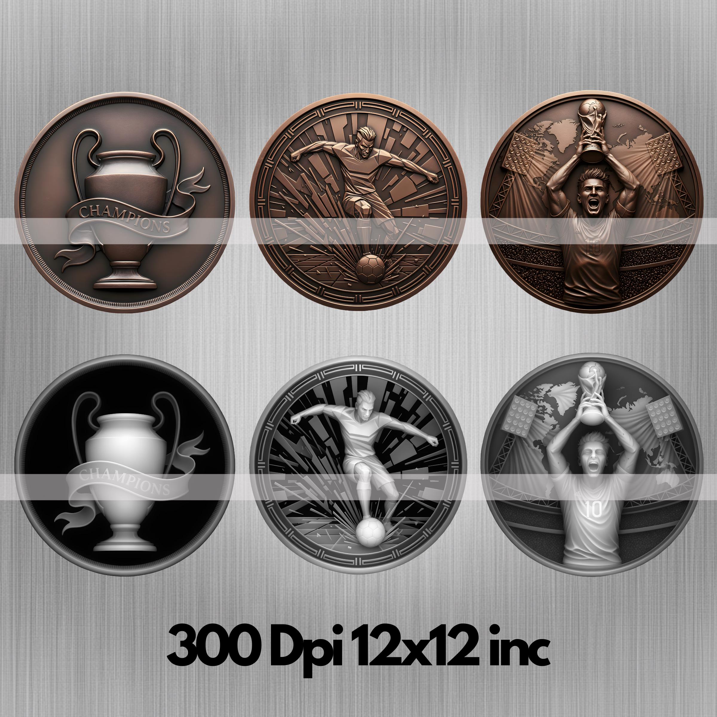 Football Coin Depth Map Bundle: 3D Embossing Depth Maps for Laser ...