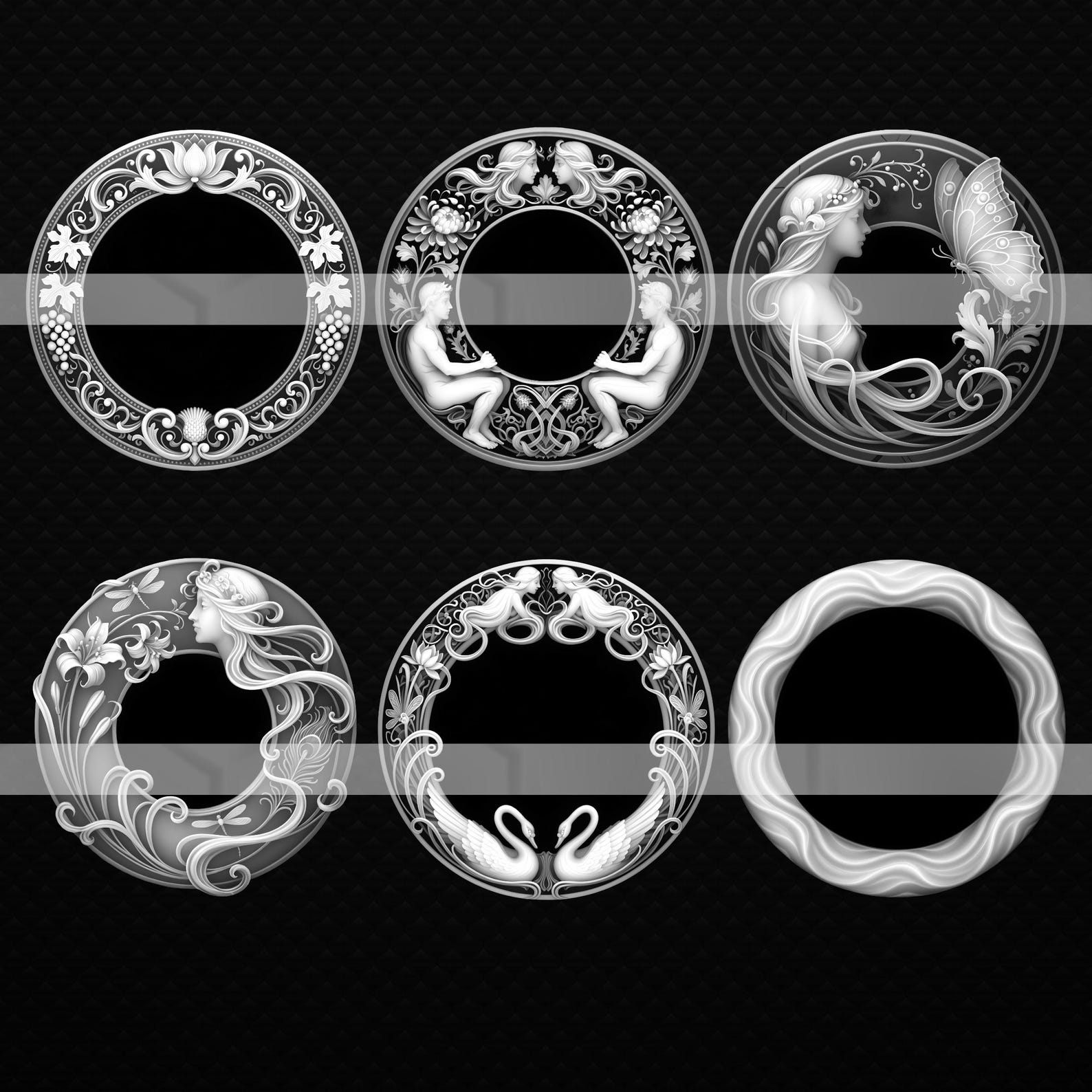 Art Nouveau Coin Frame Depth Map Bundle: 3D Embossing Depth Maps for ...