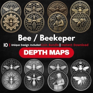 Bundel met dieptekaarten bij: 3D-dieptekaarten voor lasergravure (PNG en dieptekaarten)