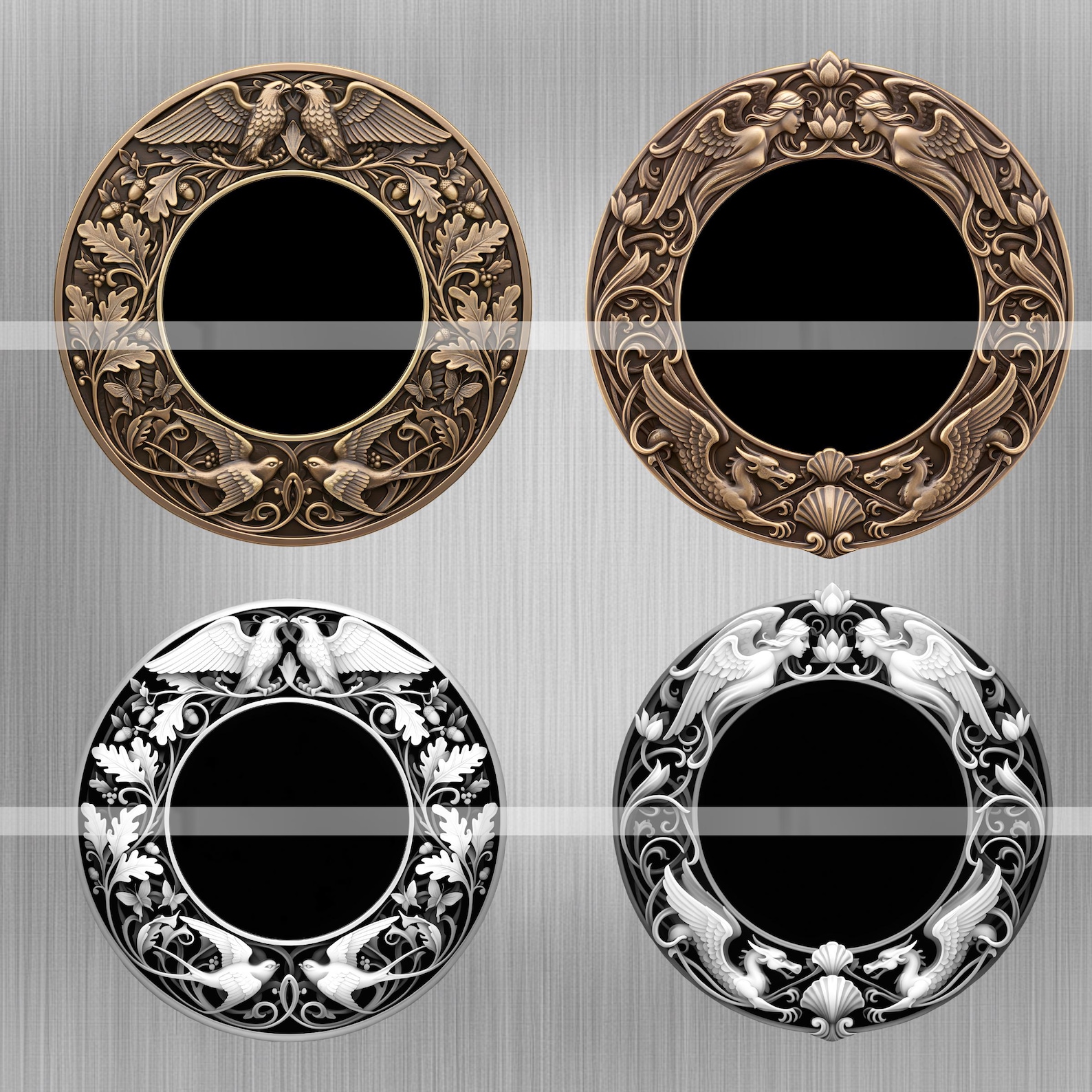 Art Nouveau Coin Frame Depth Map Bundle: 3D Embossing Depth Maps for ...
