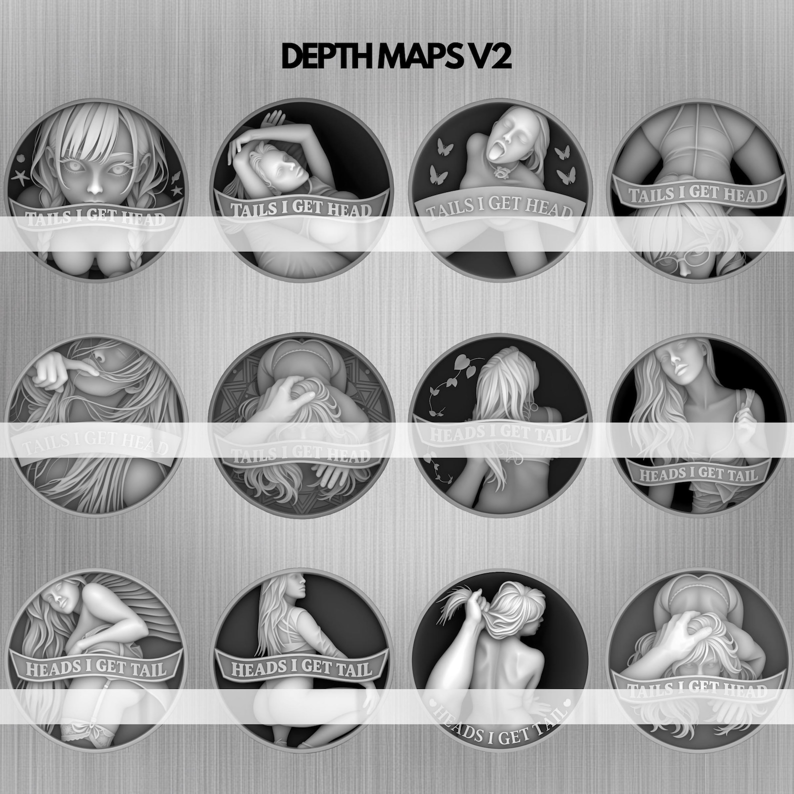 Adult Couples Decision Coin Depth Map Bundle: 3D Embossing Depth Maps ...