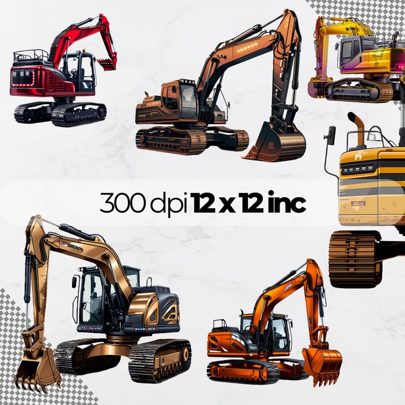 Excavator PNG Clipart Bundle Excavator Construction Vehicles Digger ...