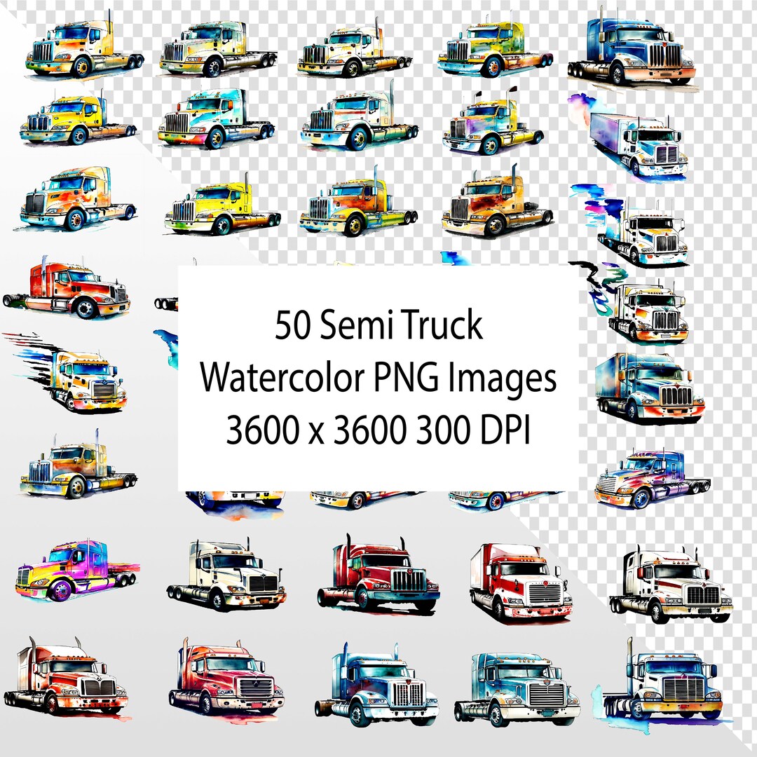 Semi Truck Clipart 50 PNG Transparent Background Clipart - Etsy