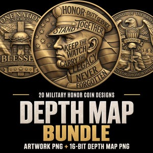 May include: A digital graphic featuring three circular bronze-toned military honour coins. The central coin depicts a soldier in profile with text including Honour, Duty, Service, Stand Together, Keep The Watch, Carry The Legacy, and Never Forgotten.