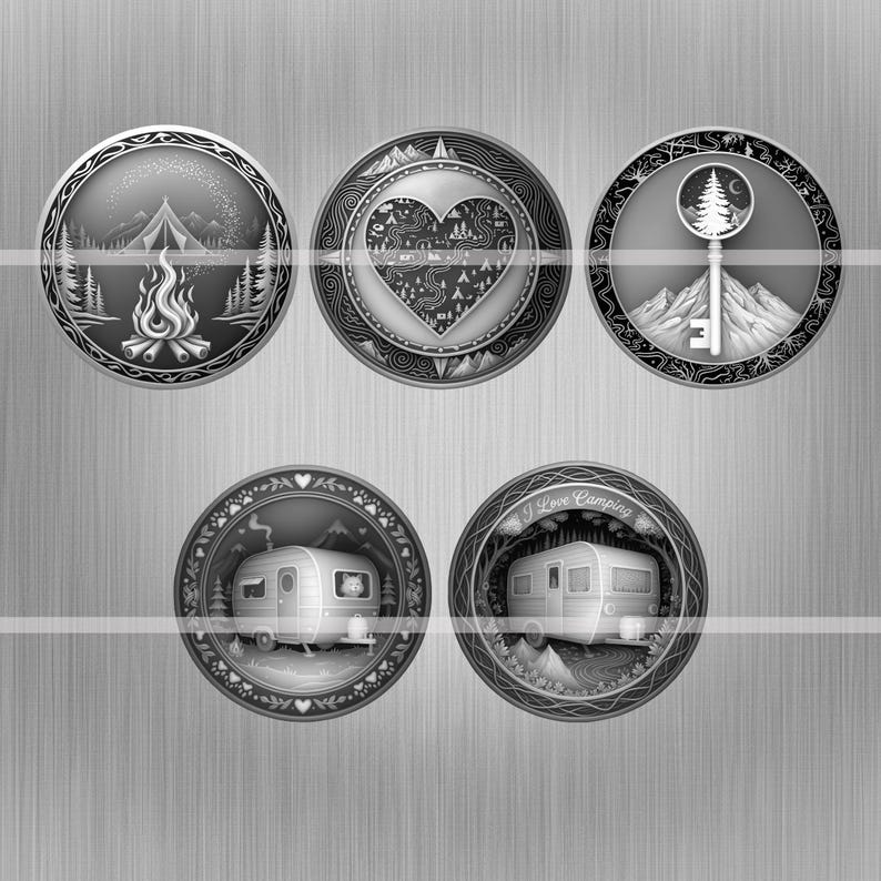 Map Coin Design Camping Coin Depth Map Bundle: 3D Embossing Design for Fiber Laser ...