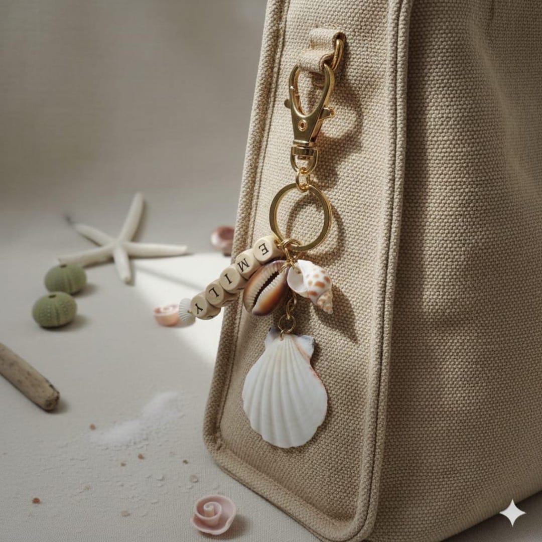 Personalized Sea Shell Key Chain 5 Psc, Customized Boho Summer ...