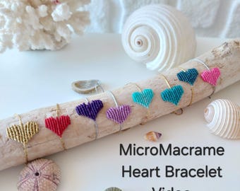 DİY Micro Macrame Heart Bracelet Video Tutorial, Digital Dowload ,Macrame Bracelet Pattern