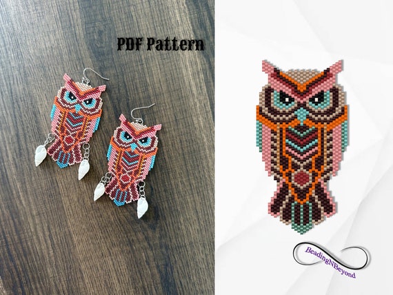 Brick Stitch Owl Pattern, Native American Beaded Earrings, Beaded