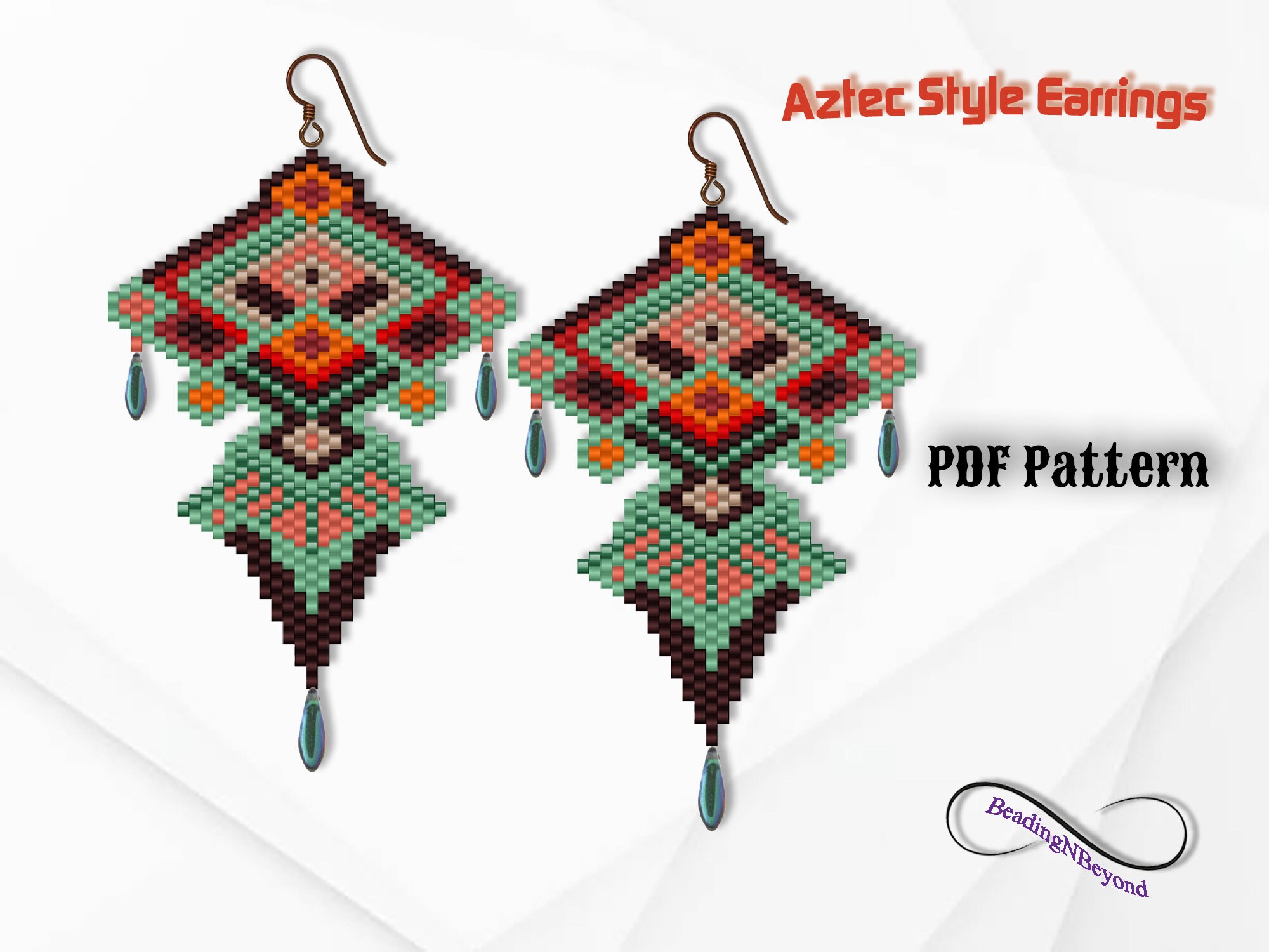 Beaded Earrings Pattern, Indigenous Dangle Earrings, Aztec/triable