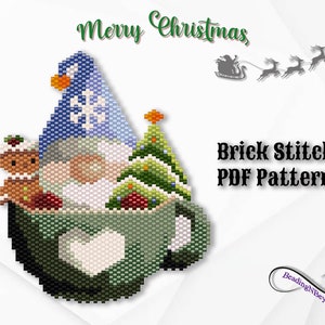 Christmas Beaded Ornament Pattern, Brick/Peyote Stitch Santa, gingerbread man Pattern,  Beaded Christmas Tree, Miyuki Delica 11/0 Seed Beads