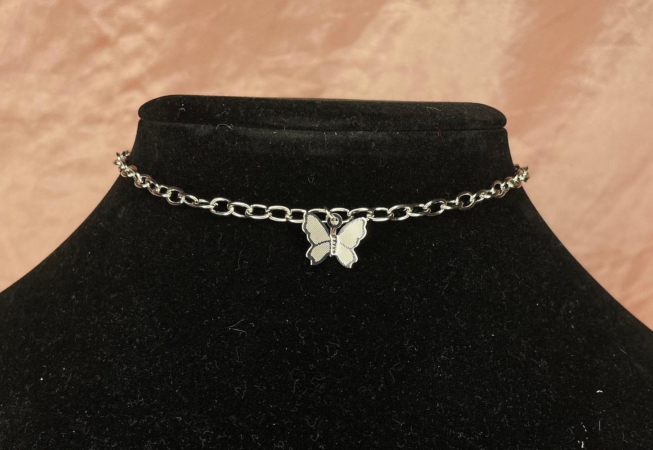 2021 Trendy Iced Out Neck Chain Crystal Butterfly Choker Necklace for Women  Multilayer Cross Rhinestone Pendant Necklace Jewelry