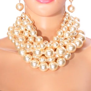 Chunky Pearl Fashion Necklace and Earring Set