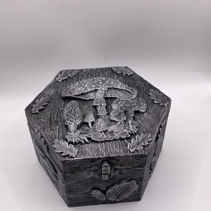 Mushroom box hexagonal silver box gothic fantasy