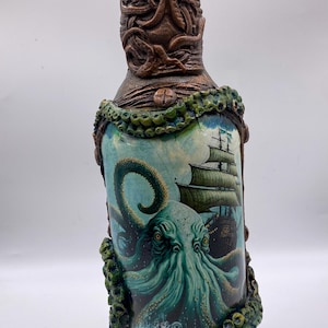 Bouteille Kraken, Fait main, Lovecraft, Eldritch, Décoration fantastique, Cadeau.