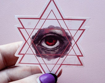 Sacred Geometry Eyeball Sticker. Aesthetic Witchy Planner Stickers. For Bullet Journal, Planner, Laptop, Phone. Crystal Star Creepy Horror