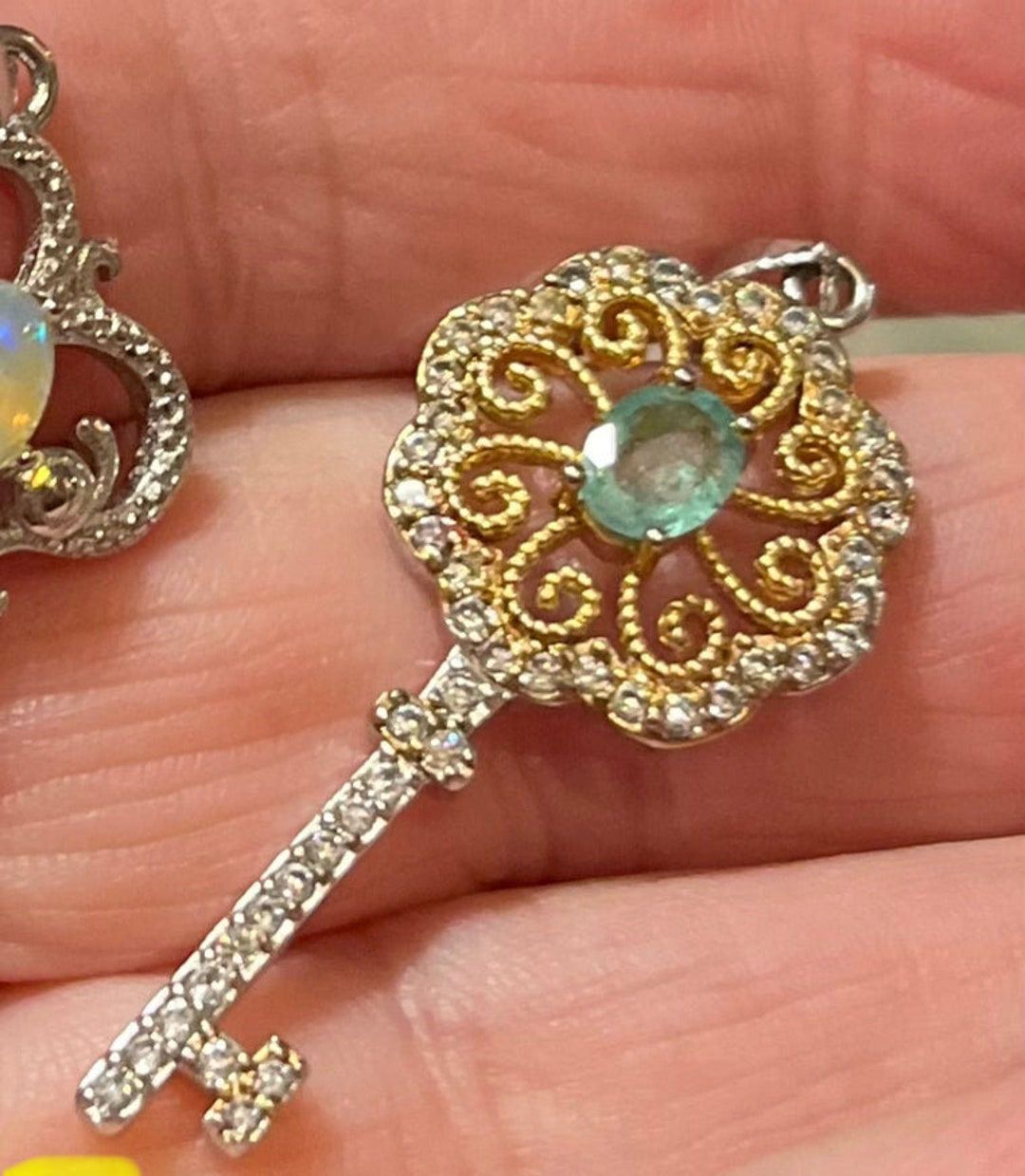 Emerald Key Pendant Etsy