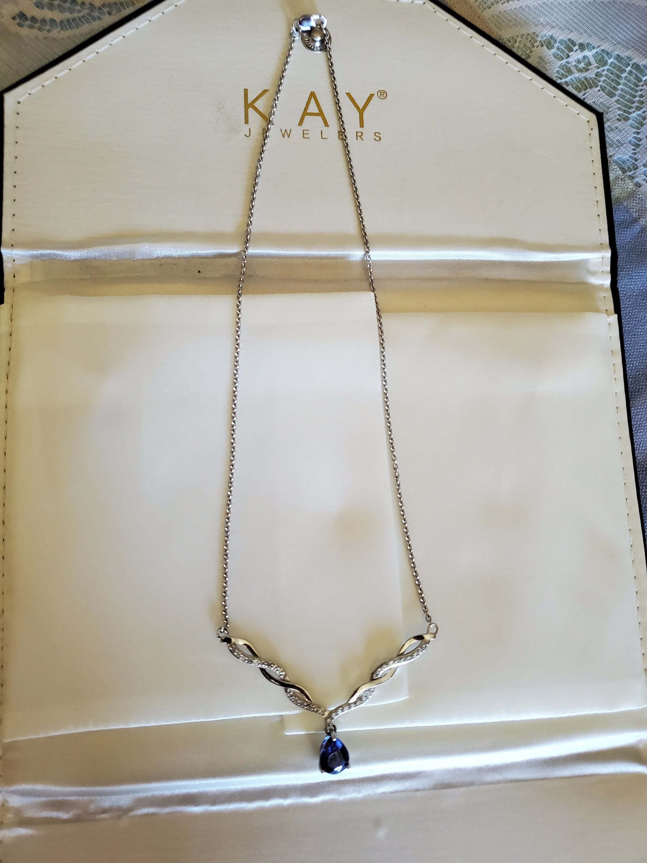 Blue White 18 Lab created Sapphire Sterling Silver Necklace by Kay Jewelers Outlet Etsy