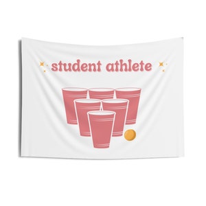 Student Athlete (Pink) Wall Flag - College Dorm Decor, Drinking Wall Tapestry, Sorority/College Gift