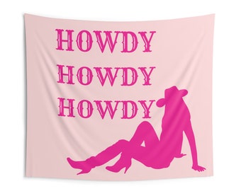 Howdy Howdy Cowgirl Wall Flag -college apartment decor college prints wall flag dorm wall flag tapestry prints cowgirl western wall tapestry