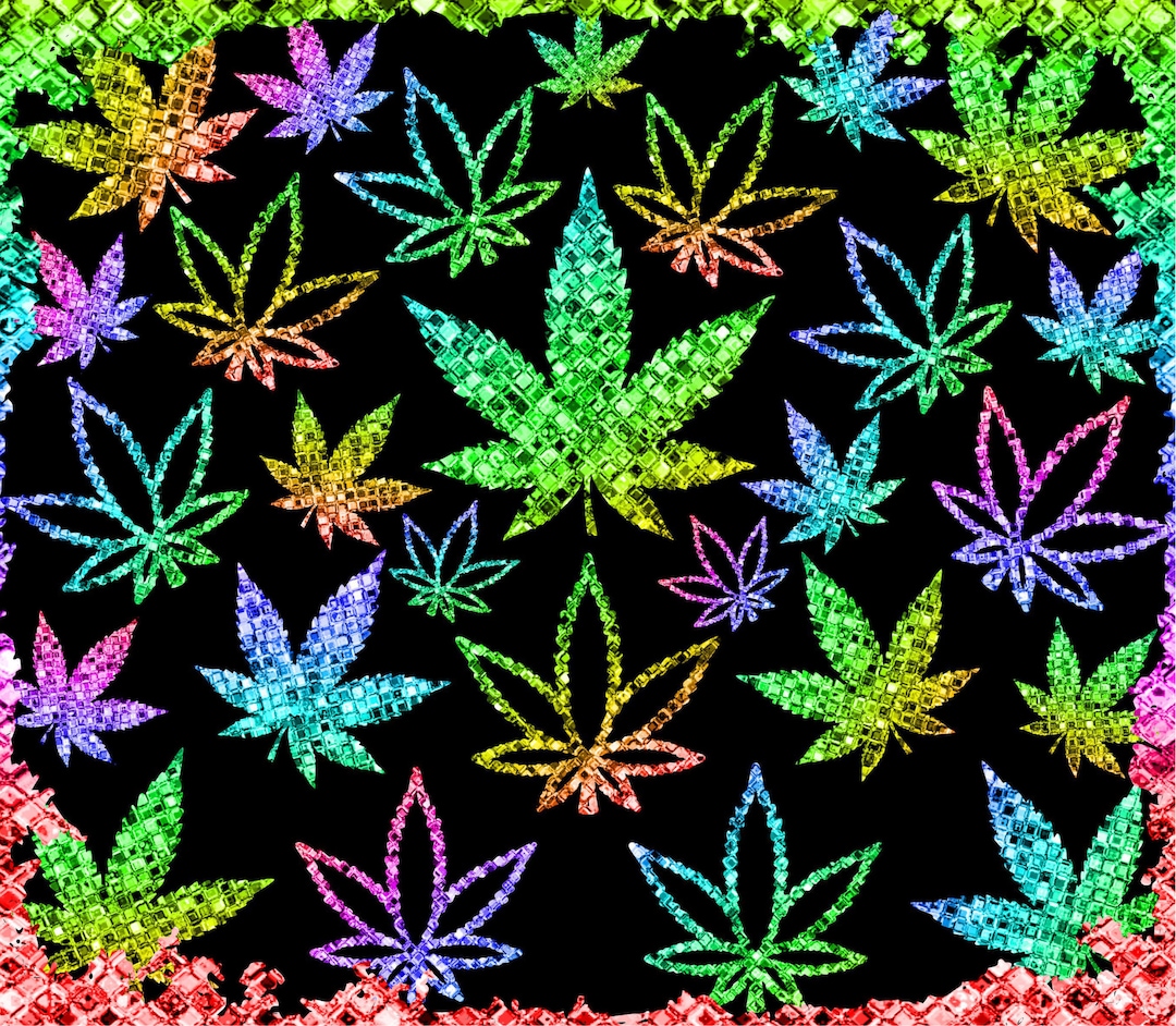 Glitter Marijuana Leaf Tumbler Wrap DIGITAL Etsy