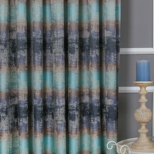 Multi Colored Patterned Luxury Home Decor Window Curtain Panel, Long Modern Pleated Bedroom Living Room Drapery Fabric Panel, Gift for Her