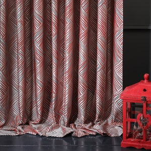Custom Size Colorful Stripe Patterned Modern Curtains, Luxury Red Blue Green Striped Curtains for Living Room, Drapery Panel for Bedroom