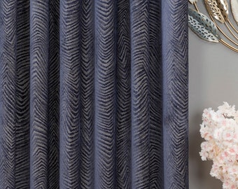 Cortinas geométricas azules de lujo, suaves y sedosas, personalizadas, 8 opciones de color, para sala de estar, dormitorio moderno.