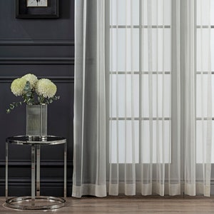 Custom Size Extra Long Silky Sheer Curtains, 12 Color Options, Natural Luxury Window Curtain Panel Pair for Living Room, Housewarming Gift