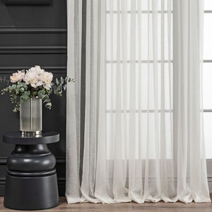 Custom Size Extra Long Linen Sheer Bright Home Decor Curtains, 6 Color Options, Window Curtain Panel for Living Room, Housewarming Gift