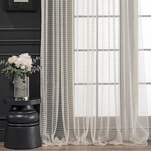 Custom Luxury White Mesh Sheer Curtains, Cream Gray Color Options, Home Decor Bedroom Window Curtain, Weft Knit Fabric Panel for Living Room