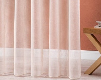 Custom Plain Sheer Tulle Curtains, Minimalist Transparent Drapes for Bedroom, Pinch Pleat Living Room Curtains with Rings, Color Options