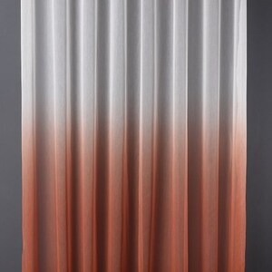 Elegantes cortinas transparentes personalizadas con degradado en colores naranja, verde, turquesa, rosa, morado, azul marino y negro. Modernas cortinas transparentes con ojales.