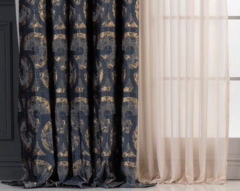 Custom Helix Geometric Curtains, Home Decor Designer Curtains for Living Room, Modern Luxury Drapes for Bedroom, Blackout and Color Options