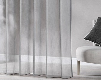 Cortinas transparentes lisas naturales personalizadas, opciones de color gris crema blanco, cortinas plisadas modernas para granja, cortinas de ventanas de puertas francesas