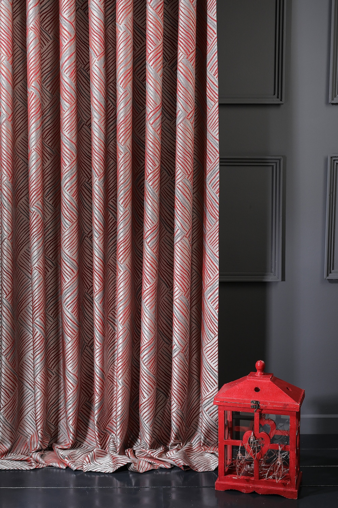 Custom Size Colorful Stripe Patterned Modern Curtains, Luxury Red Blue