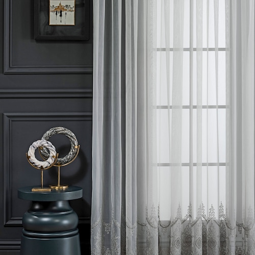 Custom Size Luxury Lace Embroidered Sheer Curtains for Living Etsy