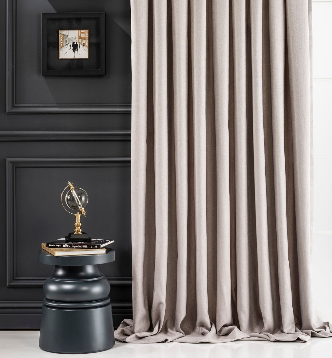 Jacquard Modern Living Room Curtains, 16 Color Options, Beige Gray ...