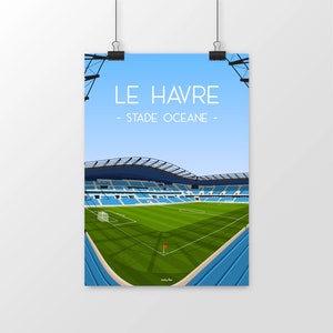 Le Havre fútbol - Cartel del Oceane Stadium - Decoración mural estilo minimalista made in France