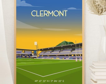Poster Rugby Clermont - Stade Marcel Michelin - Yellow Army rugby fans