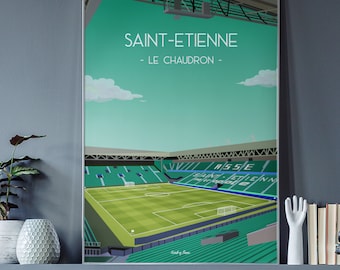 Saint-Etienne football poster - Geoffroy-Guichard Stadium (the Cauldron) - ASSE fan decoration