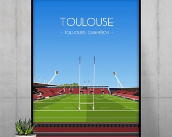 Affiche Toulouse rugby - Illustration du Stade Ernest Wallon du stade Toulousain