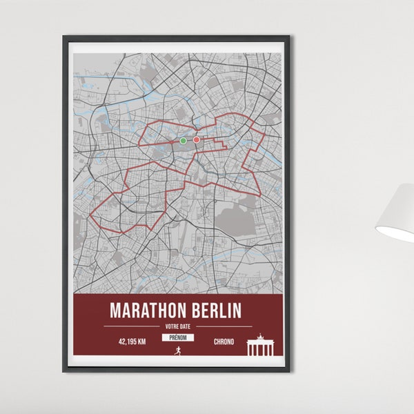 Affiche Marathon de Berlin personnalisable - Poster made in France personnalisable pour marathonien