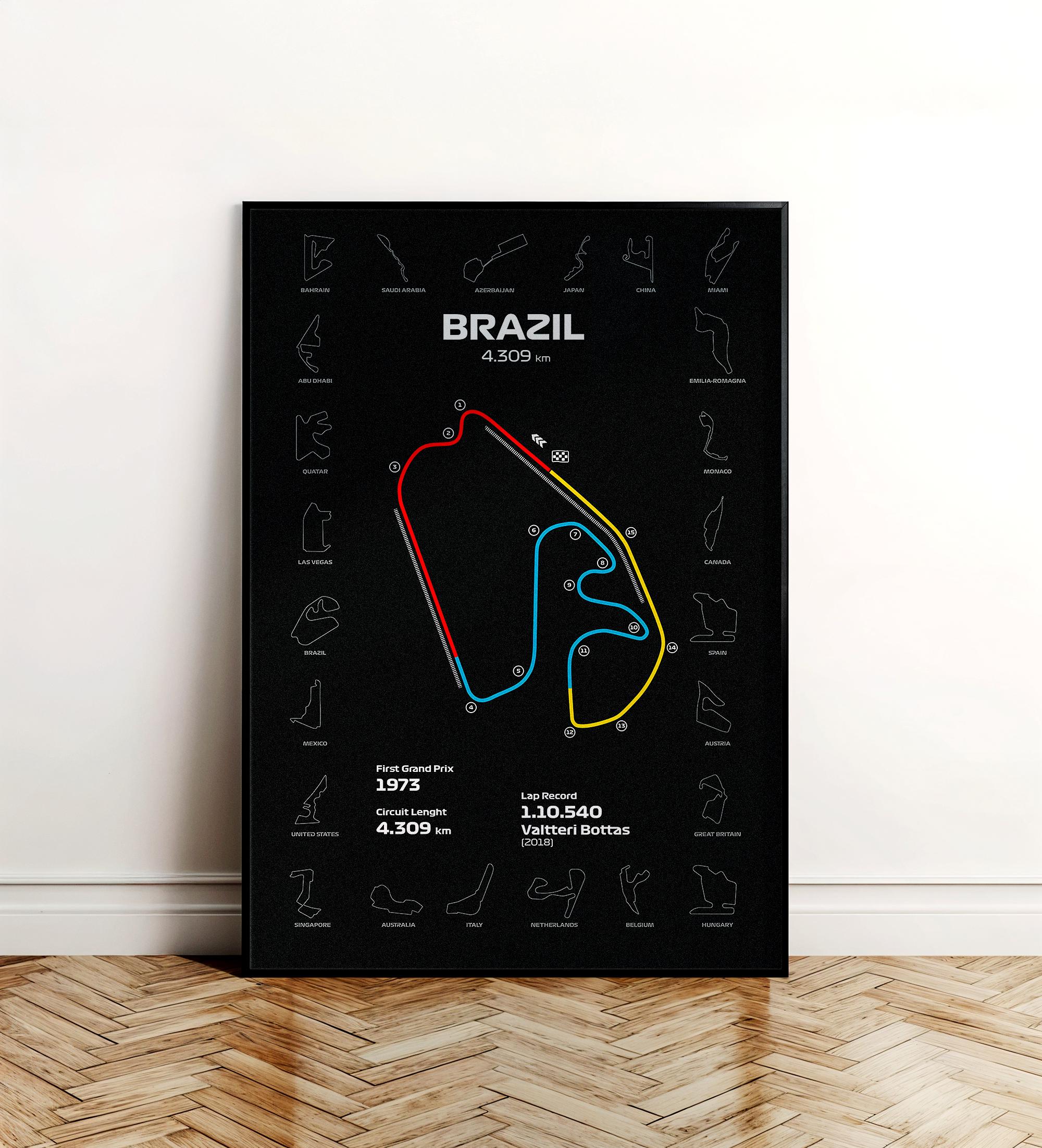 ポスター / F1ブラジルサーキット F1サーキットポスター、モーター